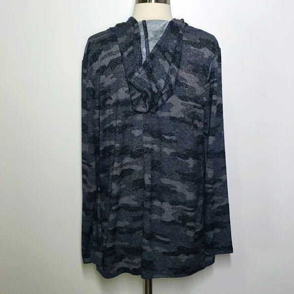 Lucky Brand Camouflage Hooded Cardigan Blue Gray Size S - Picture 5 of 9